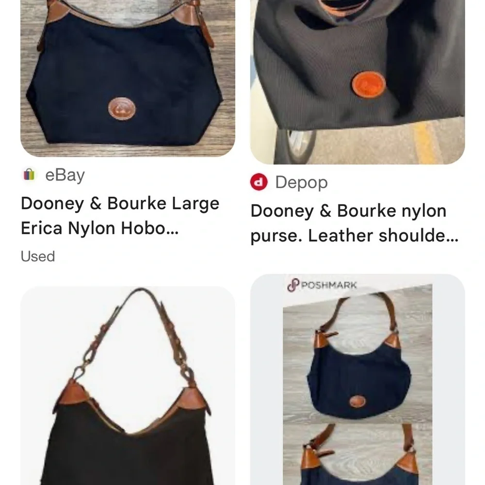 Dooney & Bourke Denim & Tan Leather Shoulder Bag Classic Vintage Designer